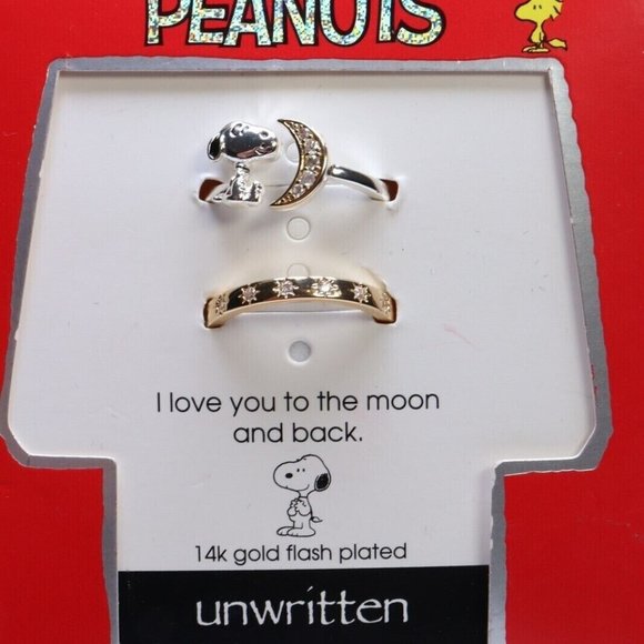 Unwritten Jewelry Unwritten Two Tone Peanuts Snoopy I Love You To The Moon And Back Rings Sz